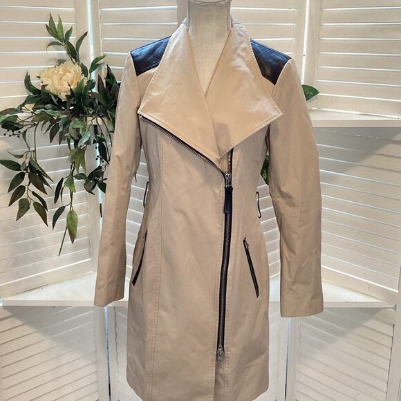 MACKAGE MONTREAL ESTELA BEIGE ZIP TRENCH COAT SIZE SMALL 1197 - Picture 2 of 10